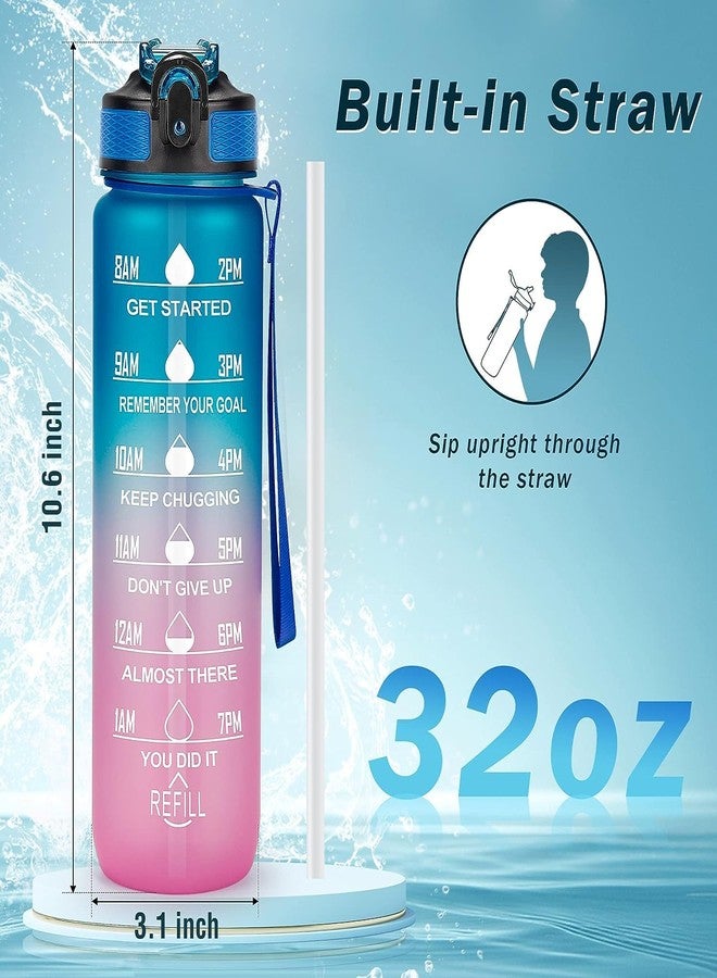 Sument Water Bottles Bpa Free Unbreakable Leakproof Non-Toxic 1 Litre Drinking Bottle W/ Carrying Strap Motivational Time Marker,Fast Flow Reusable Bottle For Gym & Outdoor Lifestyle-Plastic,Multi - Image 2
